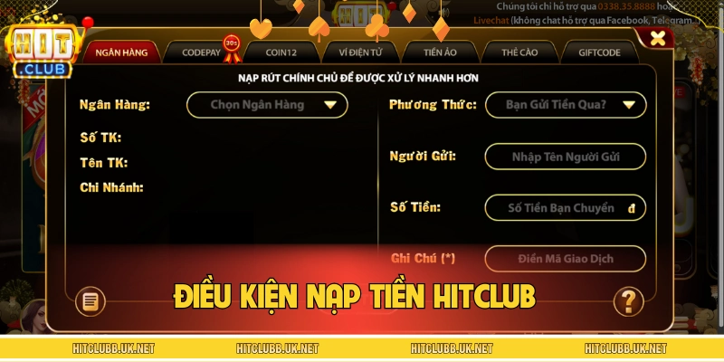 Điều khoản quy định cần lưu ý khi nạp tiền HITCLUB