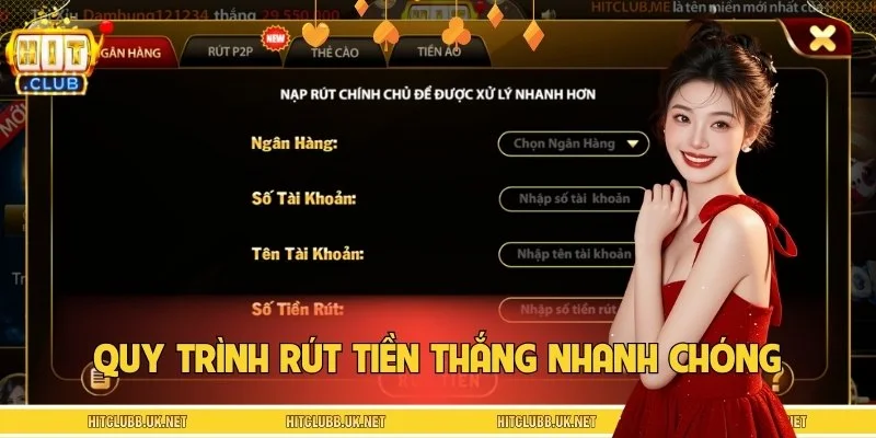 Hệ thống xử lý lệnh rút tiền thưởng chỉ trong vài phút ngắn